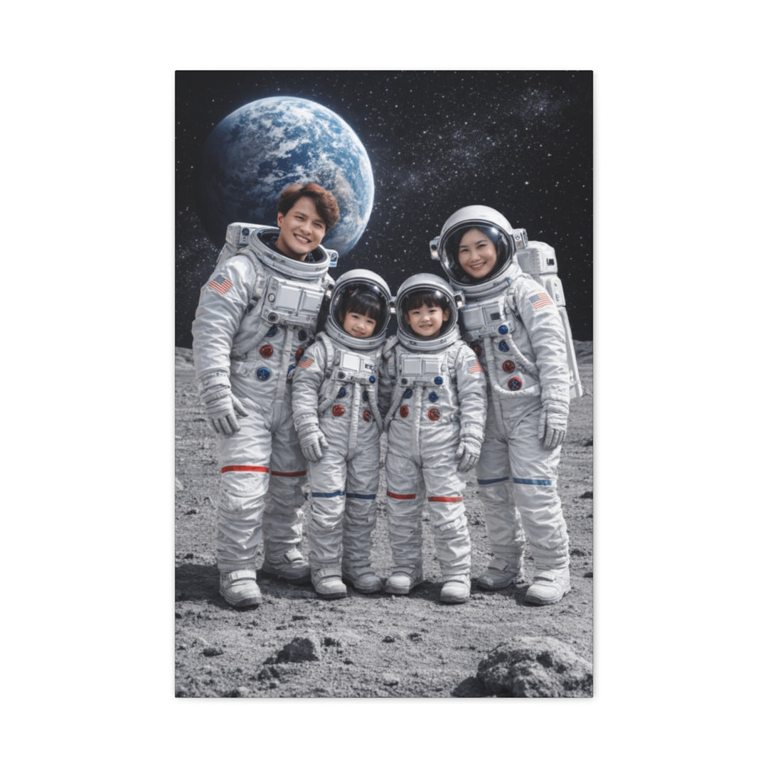 Custom Family Astronaut Portrait Canvas