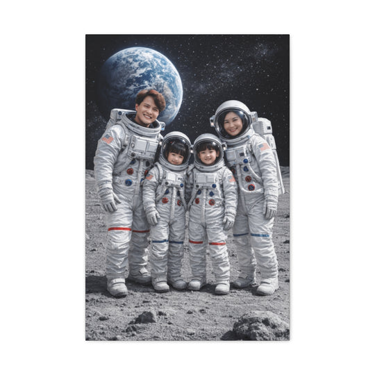 Custom Family Astronaut Portrait Canvas