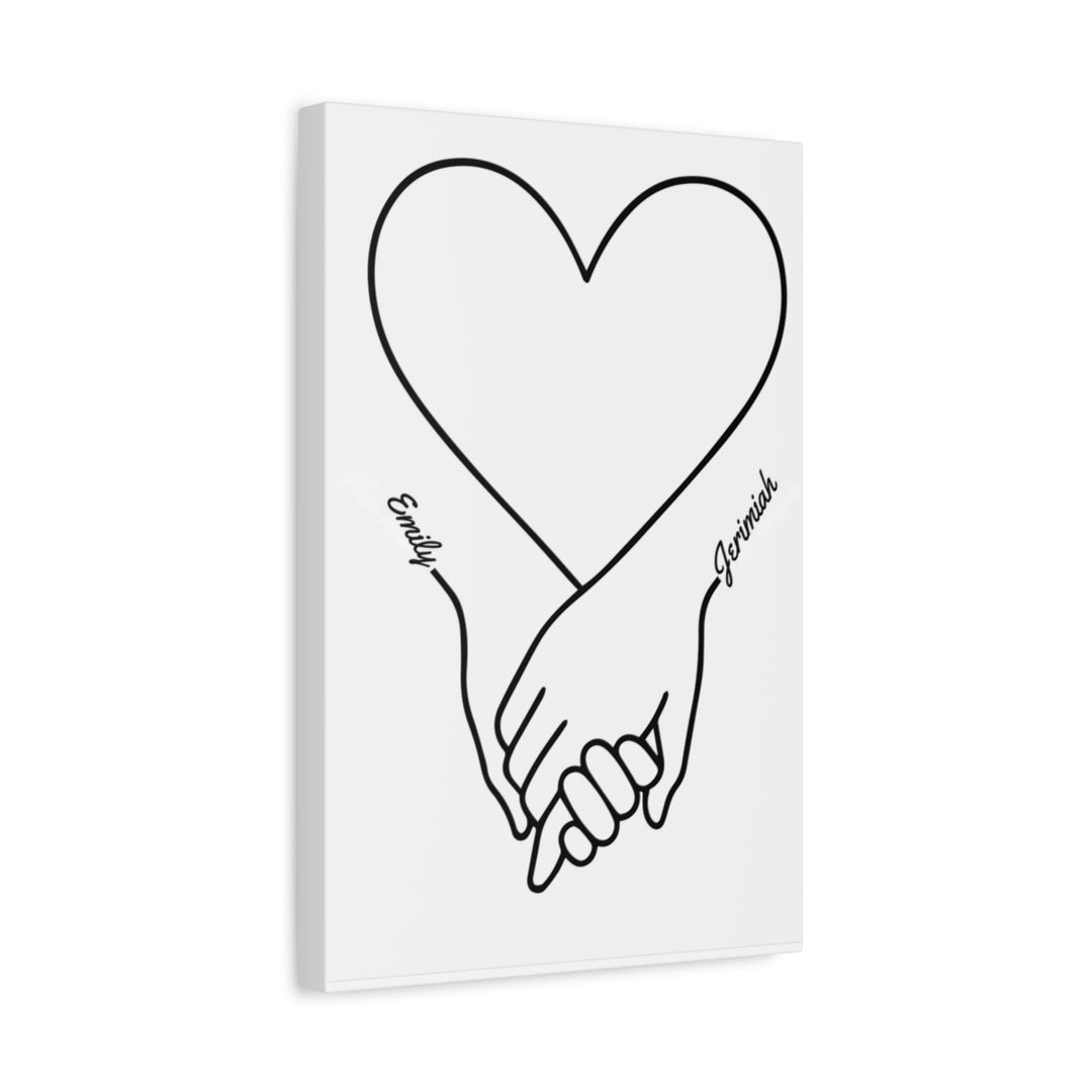 Custom Art Canvas with Heart Line Drawing - Romantic Gift