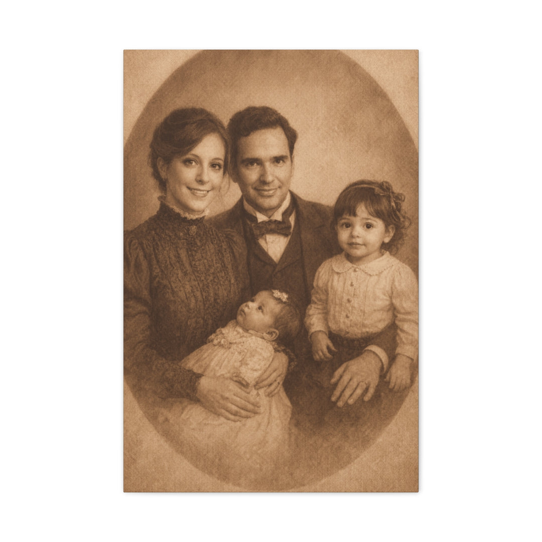 Custom Family Portrait Canvas, Vintage Style Wall Art