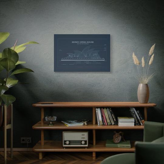 Sydney Opera House Blueprint Canvas, Architectural Art Print