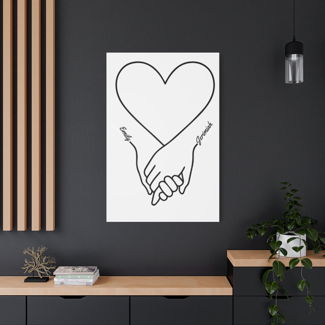 Custom Art Canvas with Heart Line Drawing - Romantic Gift
