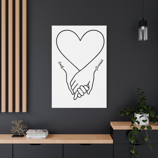 Custom Art Canvas with Heart Line Drawing - Romantic Gift