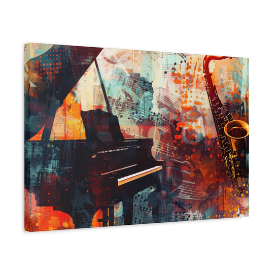 Abstract Colorful Music Art Canvas - Saxophone & Piano Wall Decor