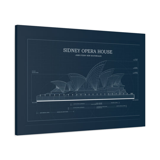 Sydney Opera House Blueprint Canvas, Architectural Art Print