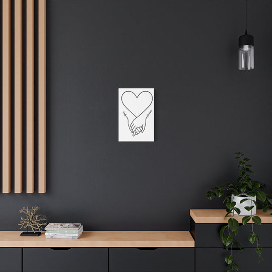 Custom Art Canvas with Heart Line Drawing - Romantic Gift