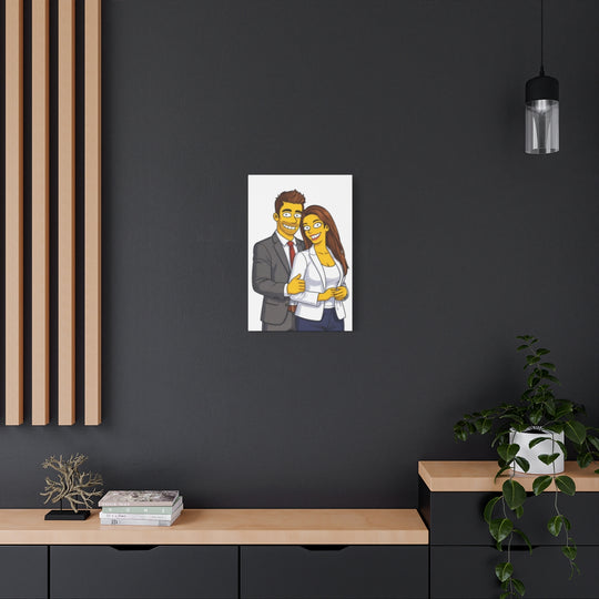 Custom Yellow Cartoon Portrait Canvas – Personalized Gift