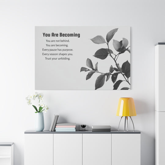 Inspirational Leaf Canvas Art - Black and White Decor