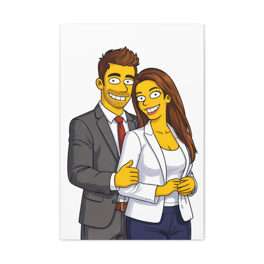 Custom Yellow Cartoon Portrait Canvas – Personalized Gift