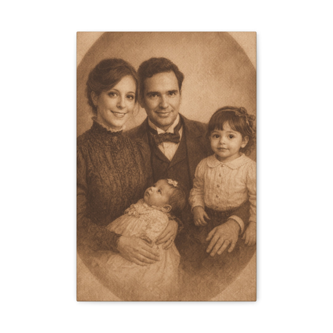 Custom Family Portrait Canvas, Vintage Style Wall Art