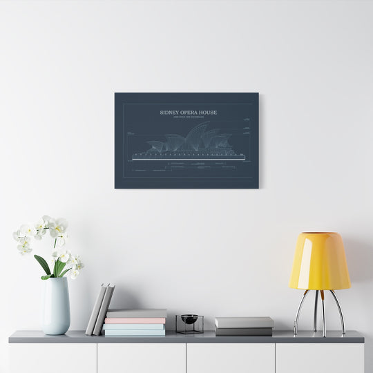 Sydney Opera House Blueprint Canvas, Architectural Art Print