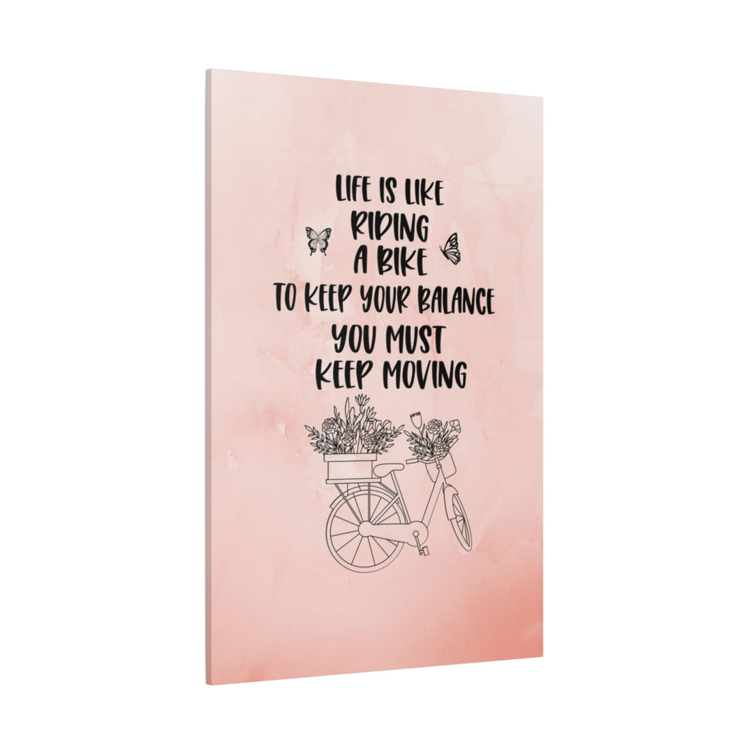 Motivational Bicycle Quote Pink Canvas Wall Art