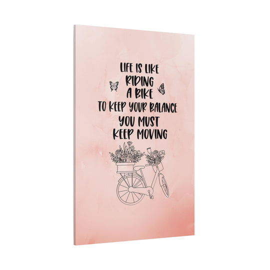 Motivational Bicycle Quote Pink Canvas Wall Art