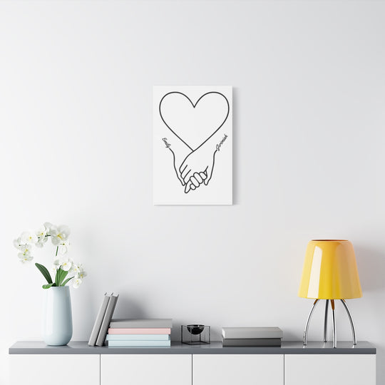 Custom Art Canvas with Heart Line Drawing - Romantic Gift