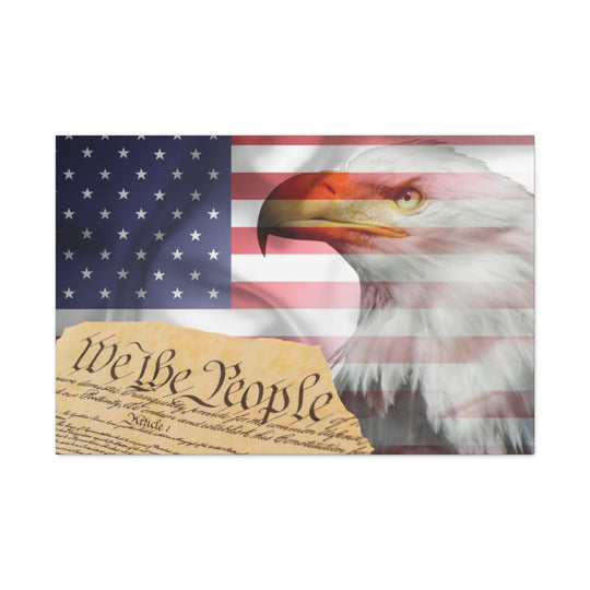 Patriotic Canvas Art - Bald Eagle & American Flag