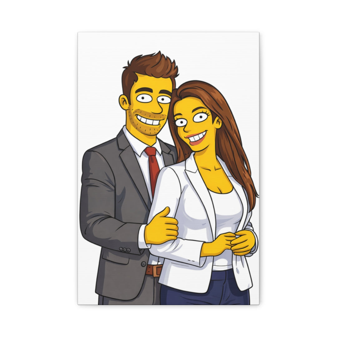 Custom Yellow Cartoon Portrait Canvas – Personalized Gift