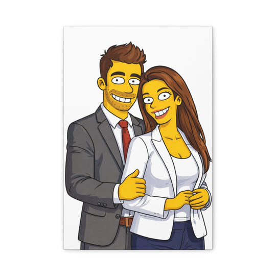 Custom Yellow Cartoon Portrait Canvas – Personalized Gift