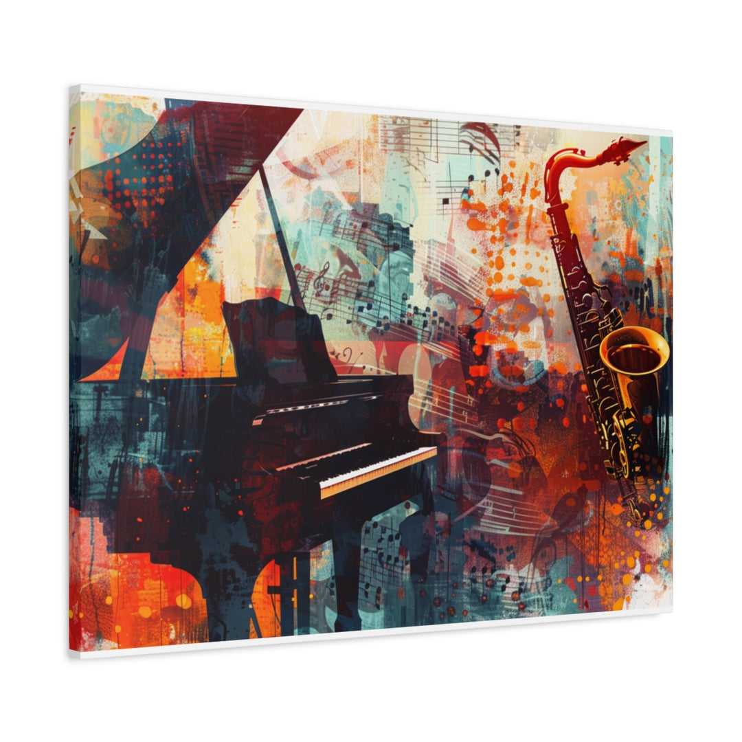 Abstract Colorful Music Art Canvas - Saxophone & Piano Wall Decor