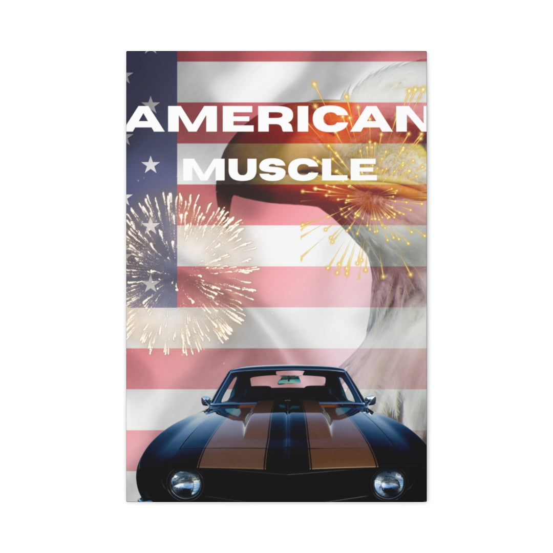 American Flag Muscle Car Canvas - Patriotic Wall Decor
