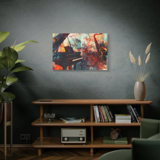 Abstract Colorful Music Art Canvas - Saxophone & Piano Wall Decor