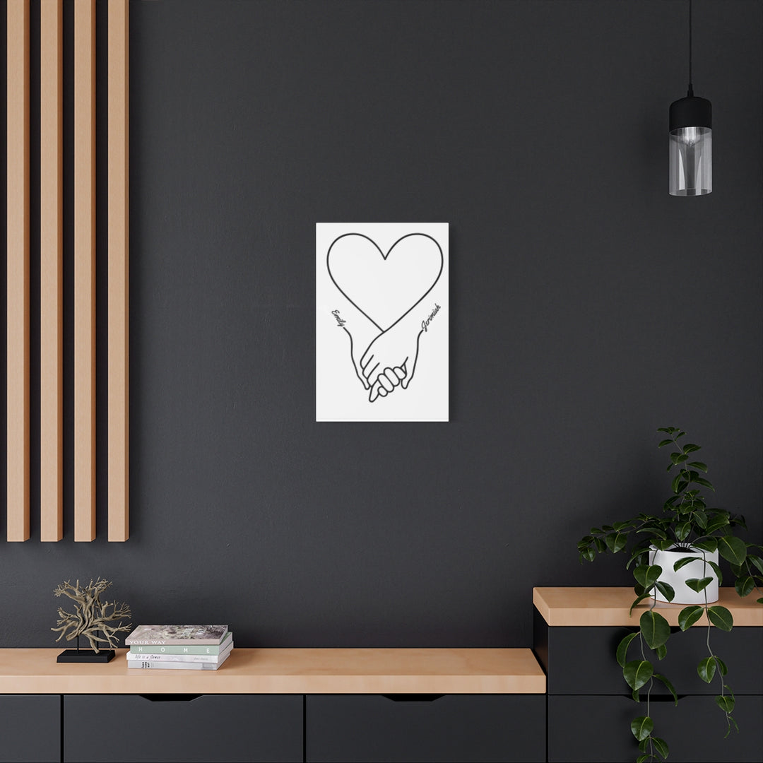 Custom Art Canvas with Heart Line Drawing - Romantic Gift