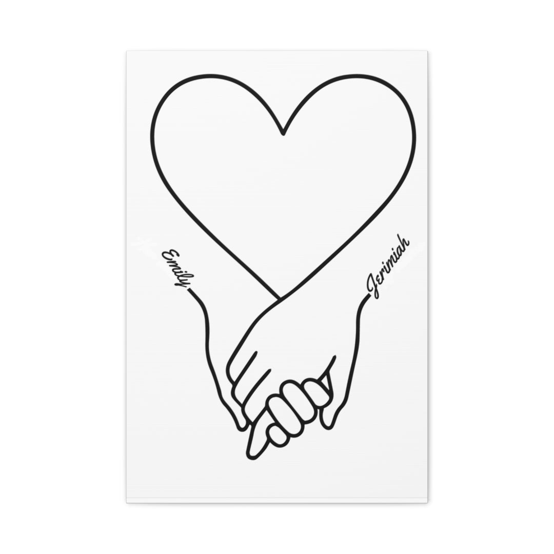 Custom Art Canvas with Heart Line Drawing - Romantic Gift