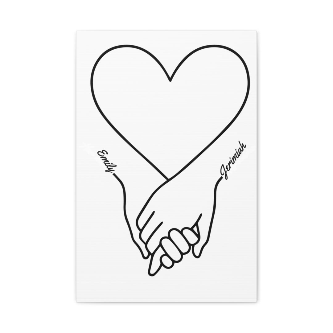 Custom Art Canvas with Heart Line Drawing - Romantic Gift