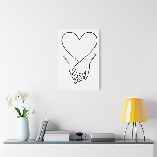 Custom Art Canvas with Heart Line Drawing - Romantic Gift