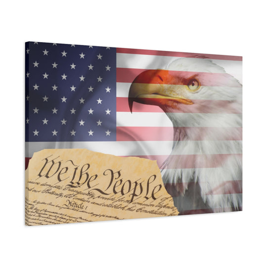 Patriotic Canvas Art - Bald Eagle & American Flag