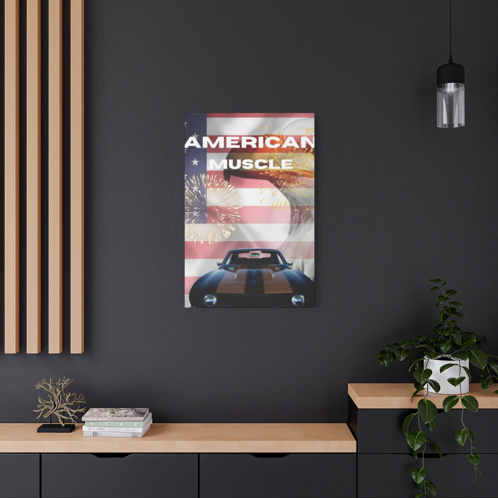 American Flag Muscle Car Canvas - Patriotic Wall Decor
