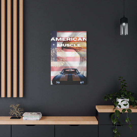 American Flag Muscle Car Canvas - Patriotic Wall Decor