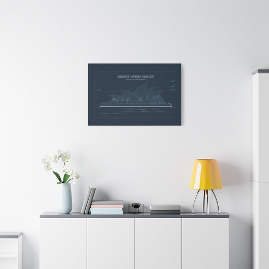 Sydney Opera House Blueprint Canvas, Architectural Art Print