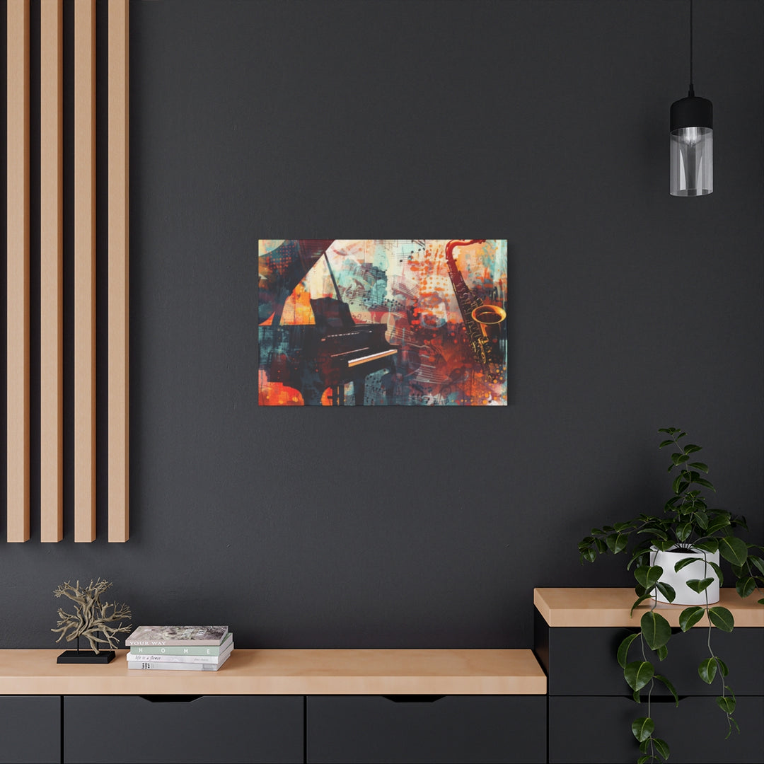 Abstract Colorful Music Art Canvas - Saxophone & Piano Wall Decor