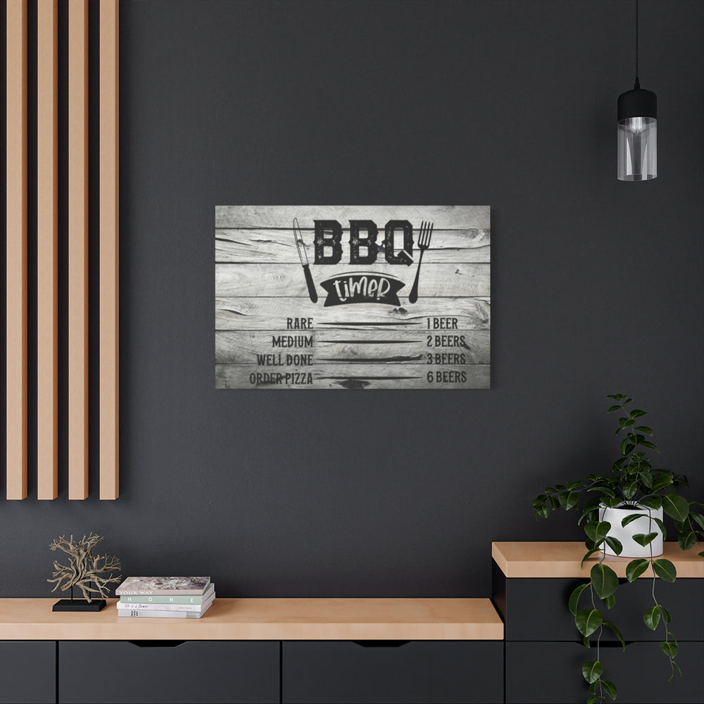 Funny BBQ Timer Canvas Sign - Humorous Grill Decor