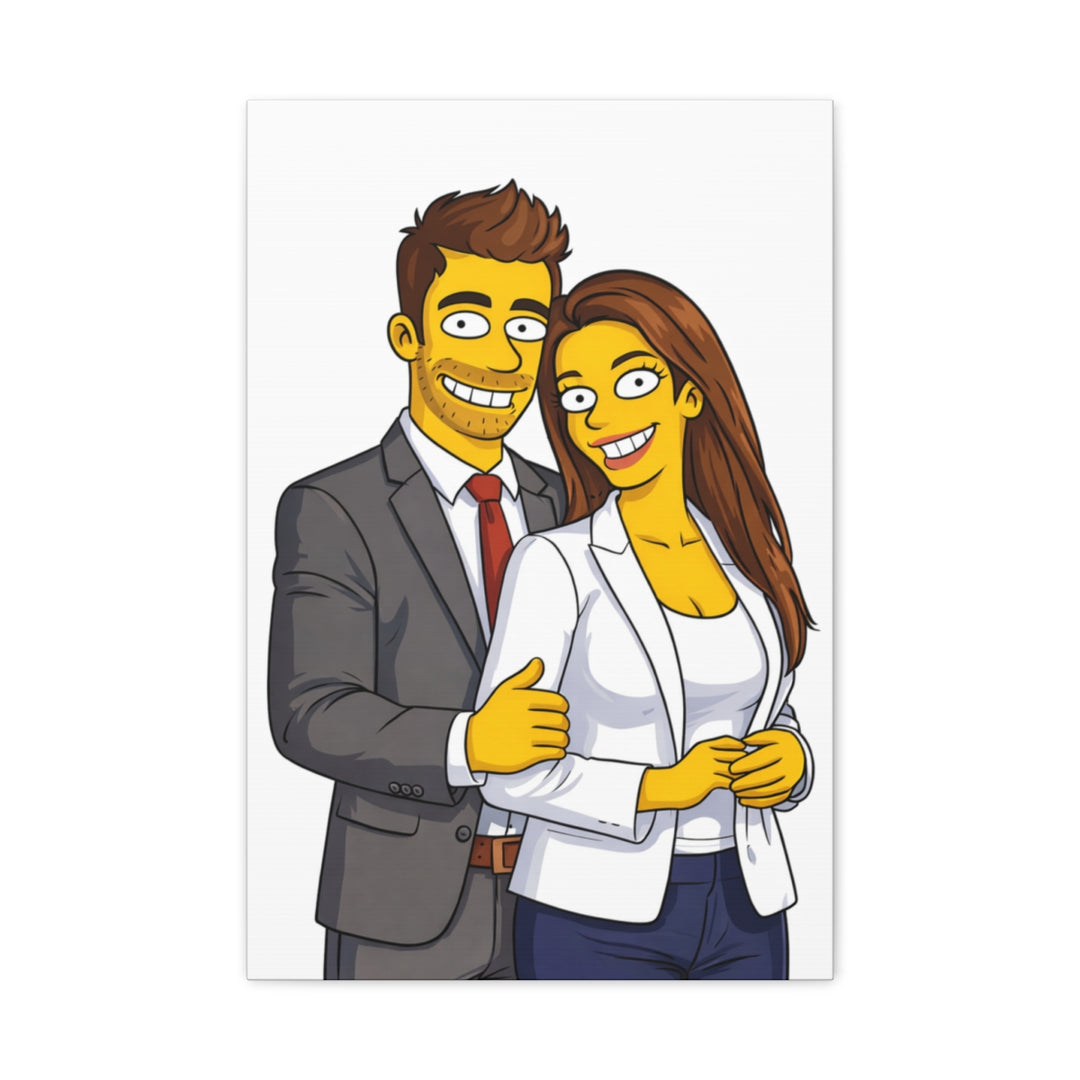 Custom Yellow Cartoon Portrait Canvas – Personalized Gift