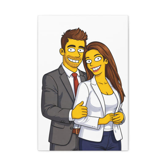 Custom Yellow Cartoon Portrait Canvas – Personalized Gift