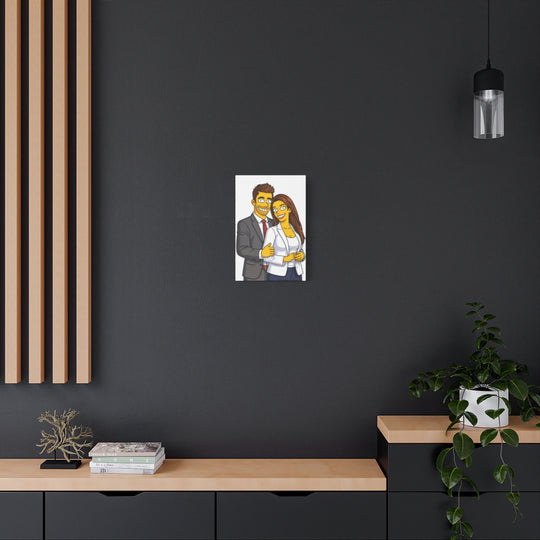 Custom Yellow Cartoon Portrait Canvas – Personalized Gift