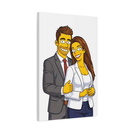 Custom Yellow Cartoon Portrait Canvas – Personalized Gift