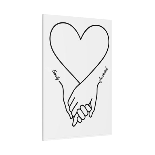 Custom Art Canvas with Heart Line Drawing - Romantic Gift