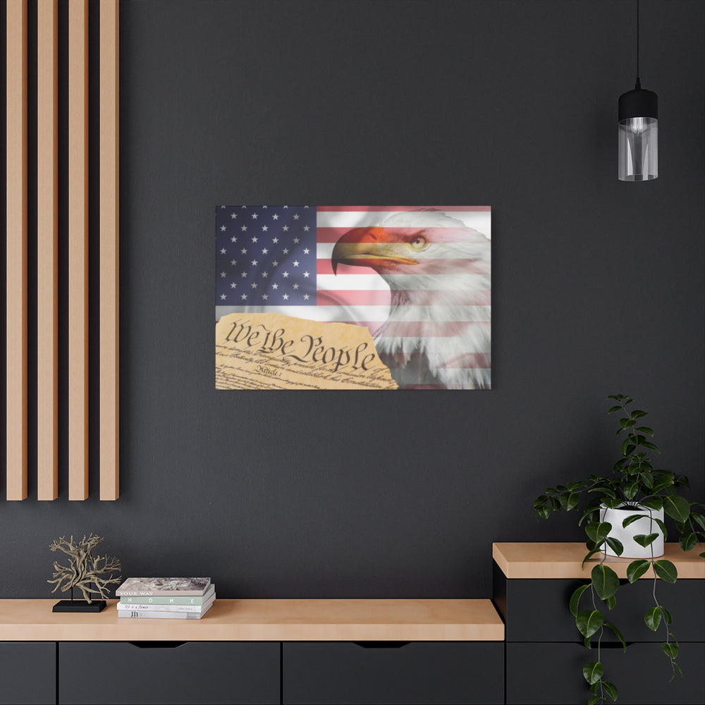 Patriotic Canvas Art - Bald Eagle & American Flag