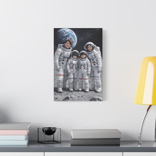 Custom Family Astronaut Portrait Canvas