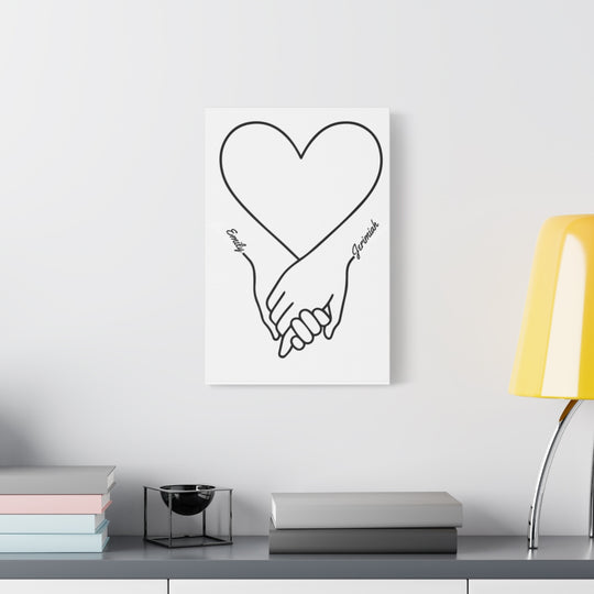 Custom Art Canvas with Heart Line Drawing - Romantic Gift