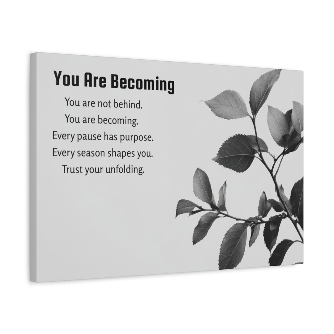 Inspirational Leaf Canvas Art - Black and White Decor
