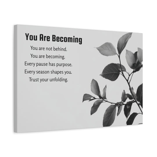 Inspirational Leaf Canvas Art - Black and White Decor