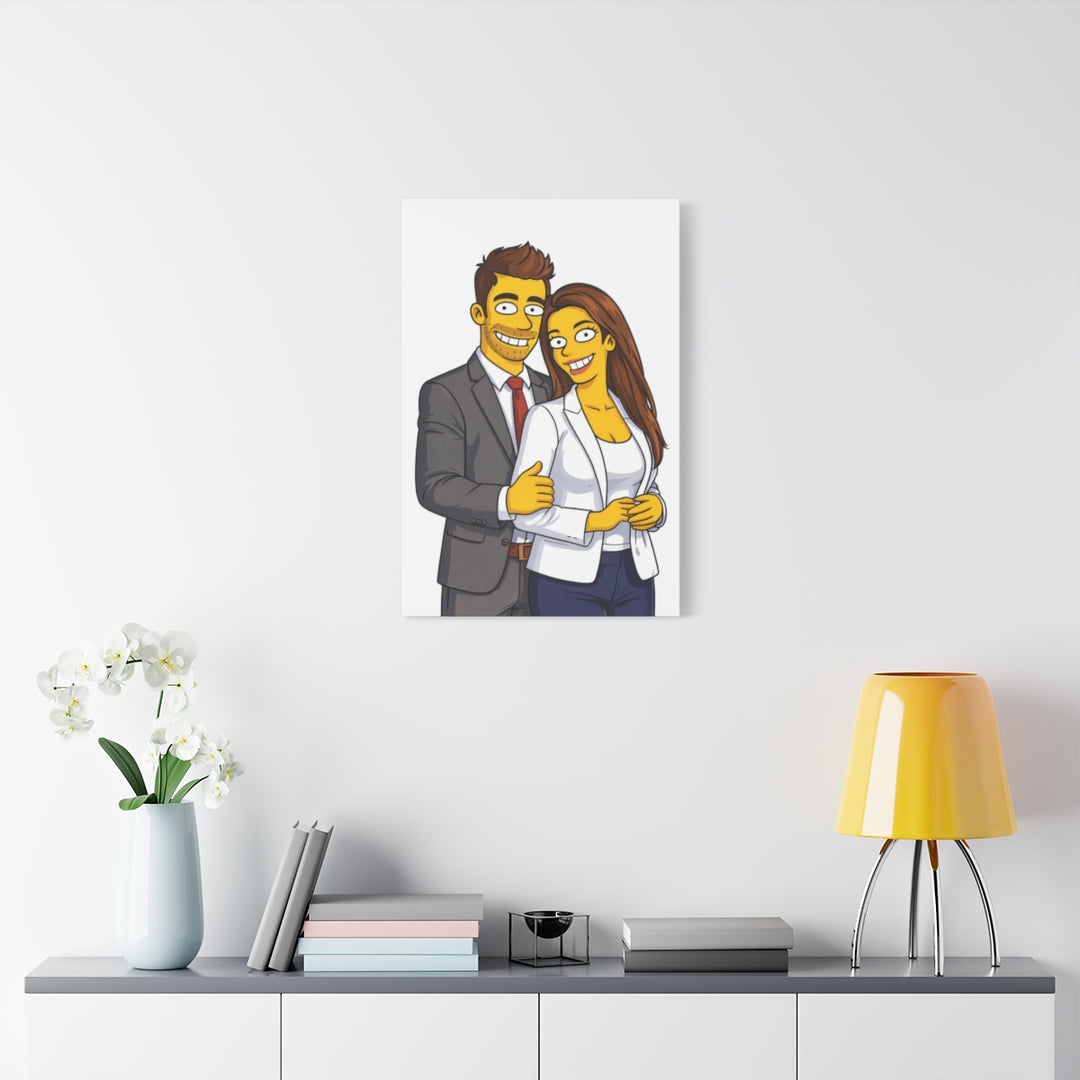 Custom Yellow Cartoon Portrait Canvas – Personalized Gift