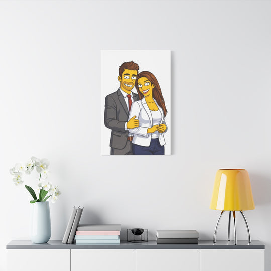 Custom Yellow Cartoon Portrait Canvas – Personalized Gift