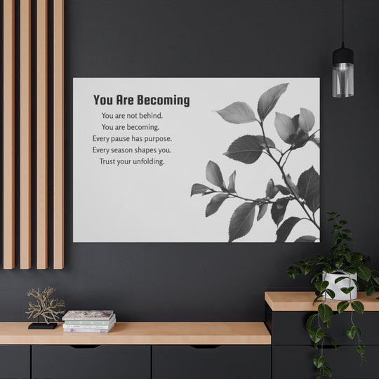 Inspirational Leaf Canvas Art - Black and White Decor