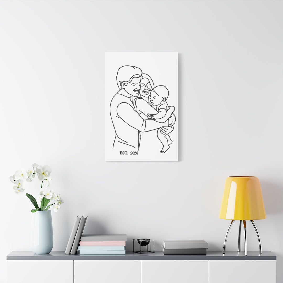 Custom Family Portrait Canvas - Personalized Line Art Gift