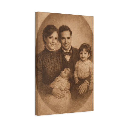 Custom Family Portrait Canvas, Vintage Style Wall Art