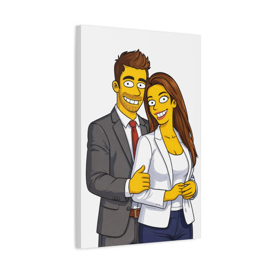 Custom Yellow Cartoon Portrait Canvas – Personalized Gift